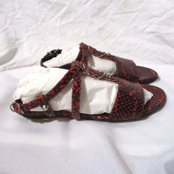 NWT NEW BALENCIAGA LEATHER POLKA DOT SNAKE PRINT Sandal Shoe 36 CORAL - Picture 3 of 7